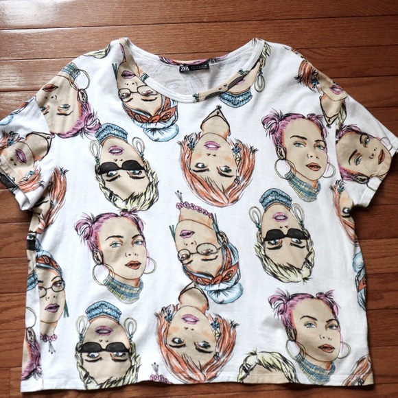 Zara | Tops | Zara Girl Face Tshirt 